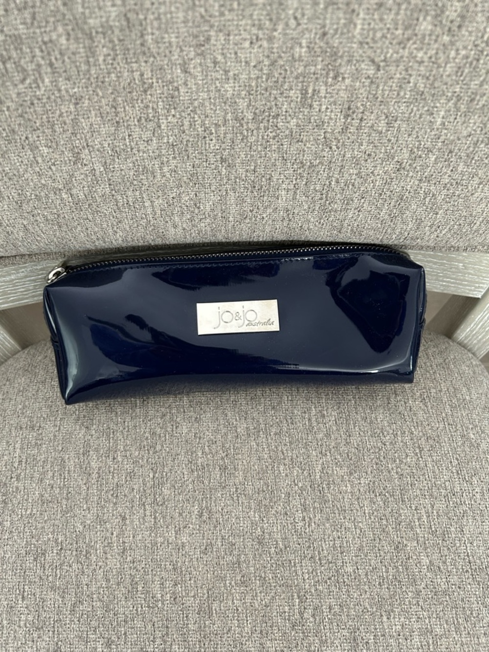 Jo-Jo Australia Navy Patent Zip Pouch with Silver Plate